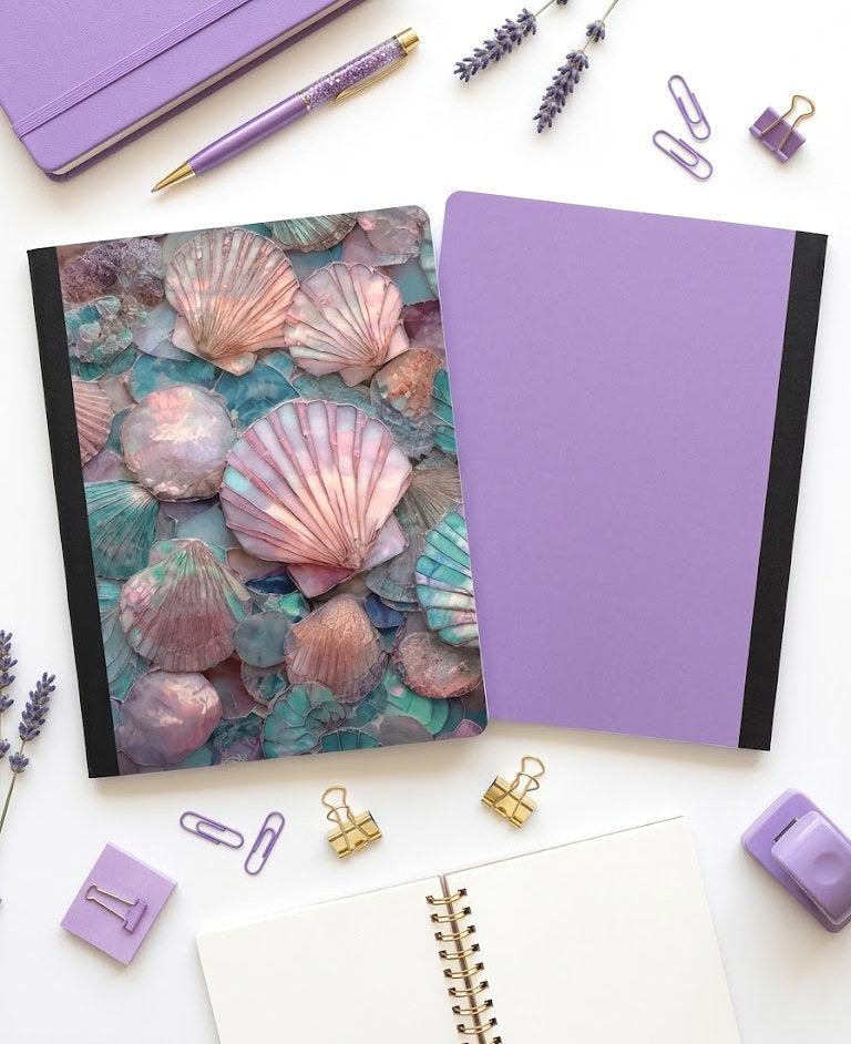 Decorative Vinyl Covered Composition Notebook Seashells