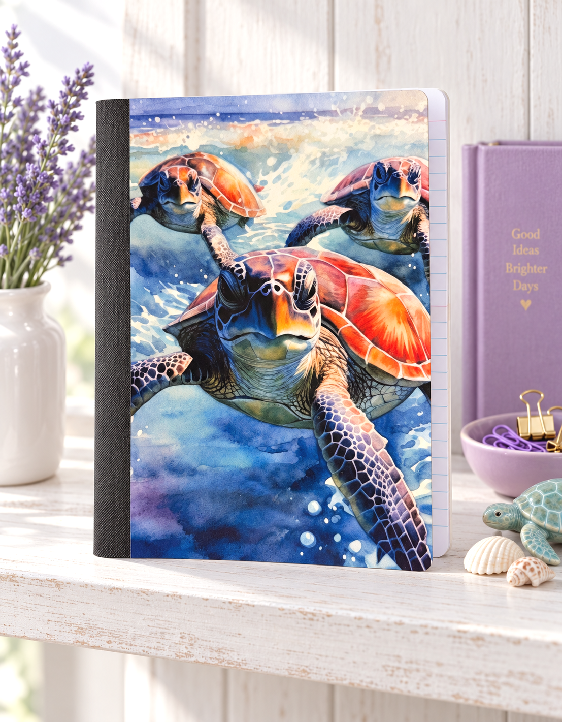 Decorative Vinyl Covered Composition Notebook Sea Turtles