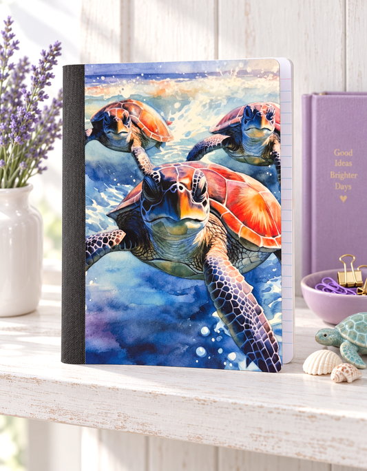 Decorative Vinyl Covered Composition Notebook Sea Turtles