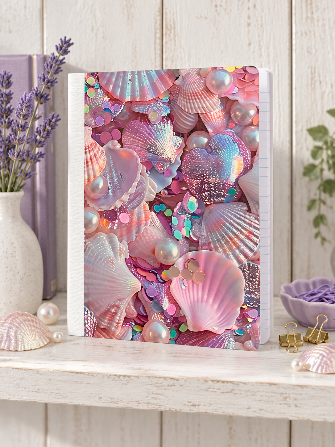 Decorative Vinyl Covered Composition Notebook Shells and Confetti