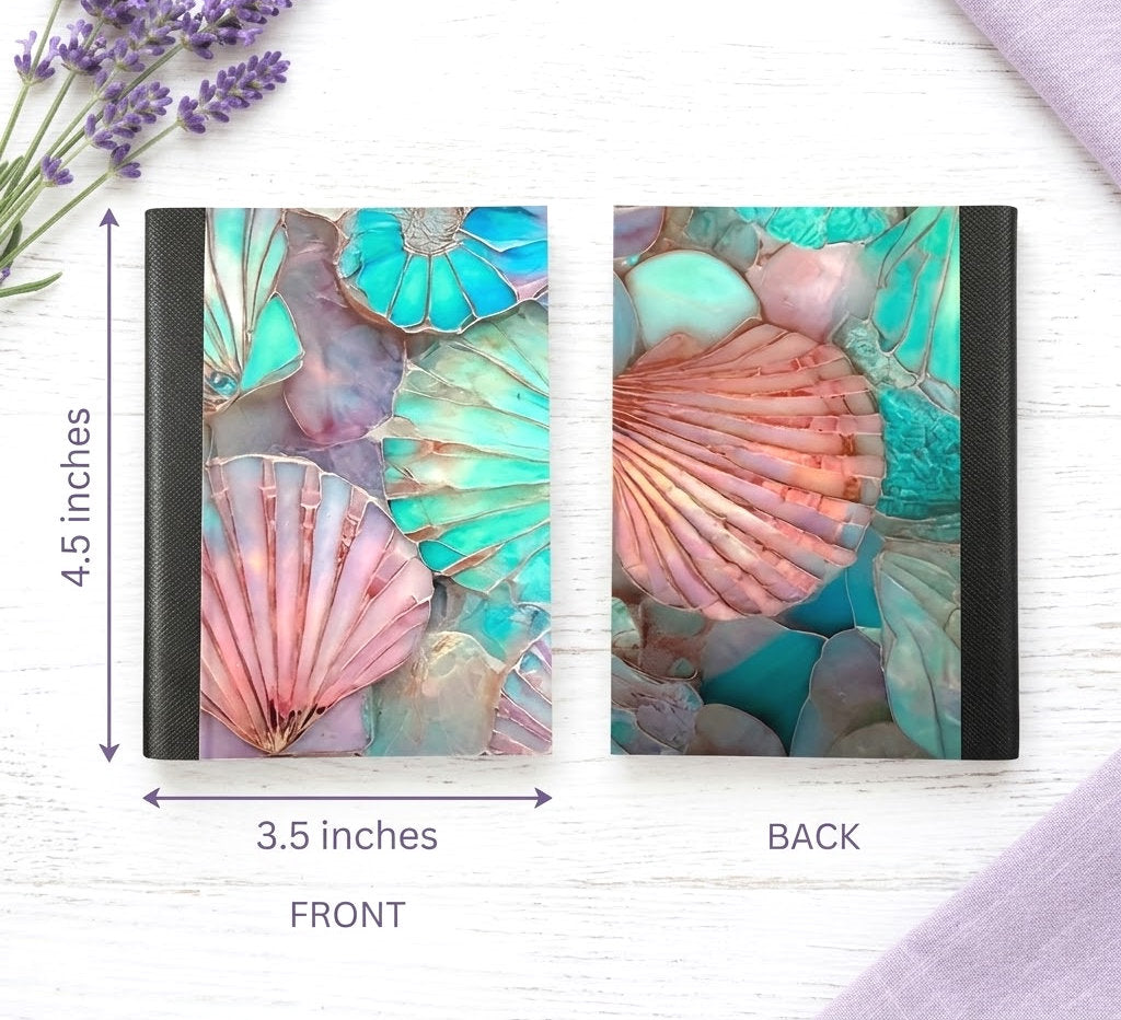 Decorative Vinyl Covered MINIATURE Composition Notebook Seashells