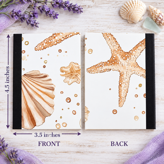 Decorative Vinyl Covered MINIATURE Composition Notebook Seashelle