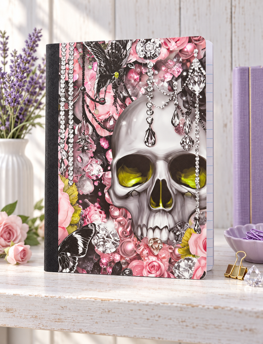 Decorative Vinyl Covered Composition Notebook Steampunk Skull