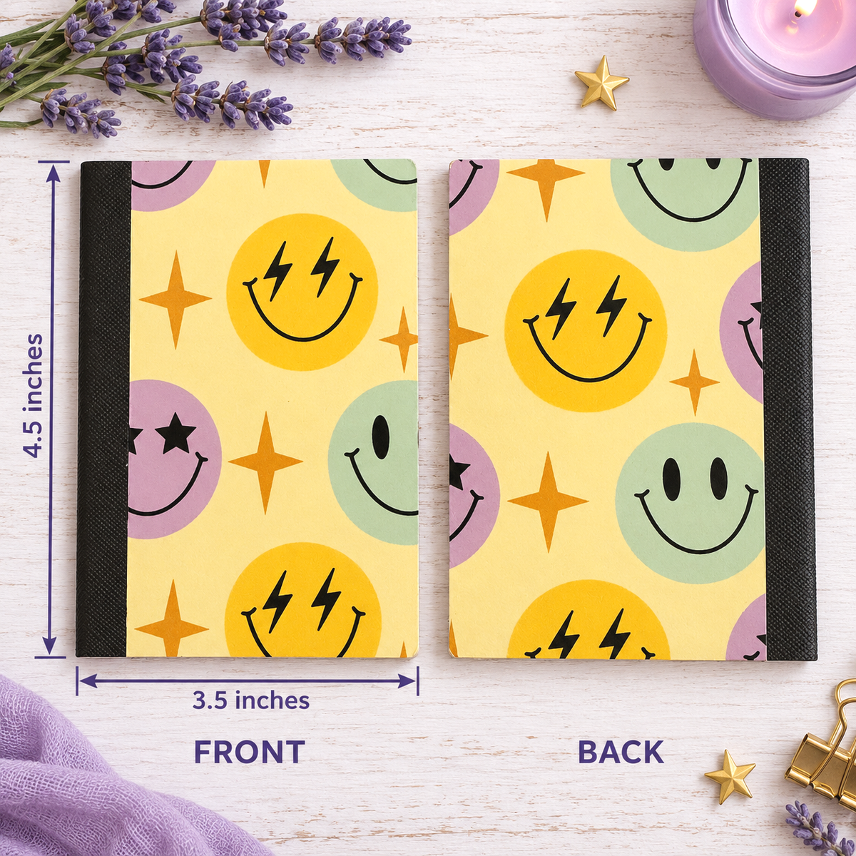 Decorative Vinyl Covered MINIATURE Composition Notebook Smiles