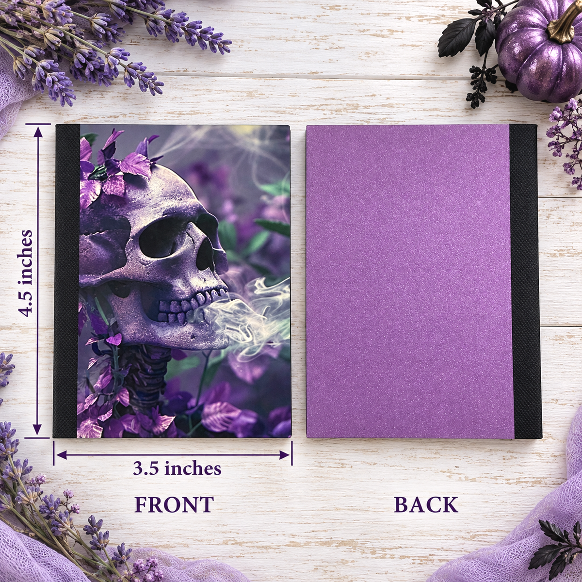 Decorative Vinyl Covered MINIATURE Composition Notebook Skeleton Smoking