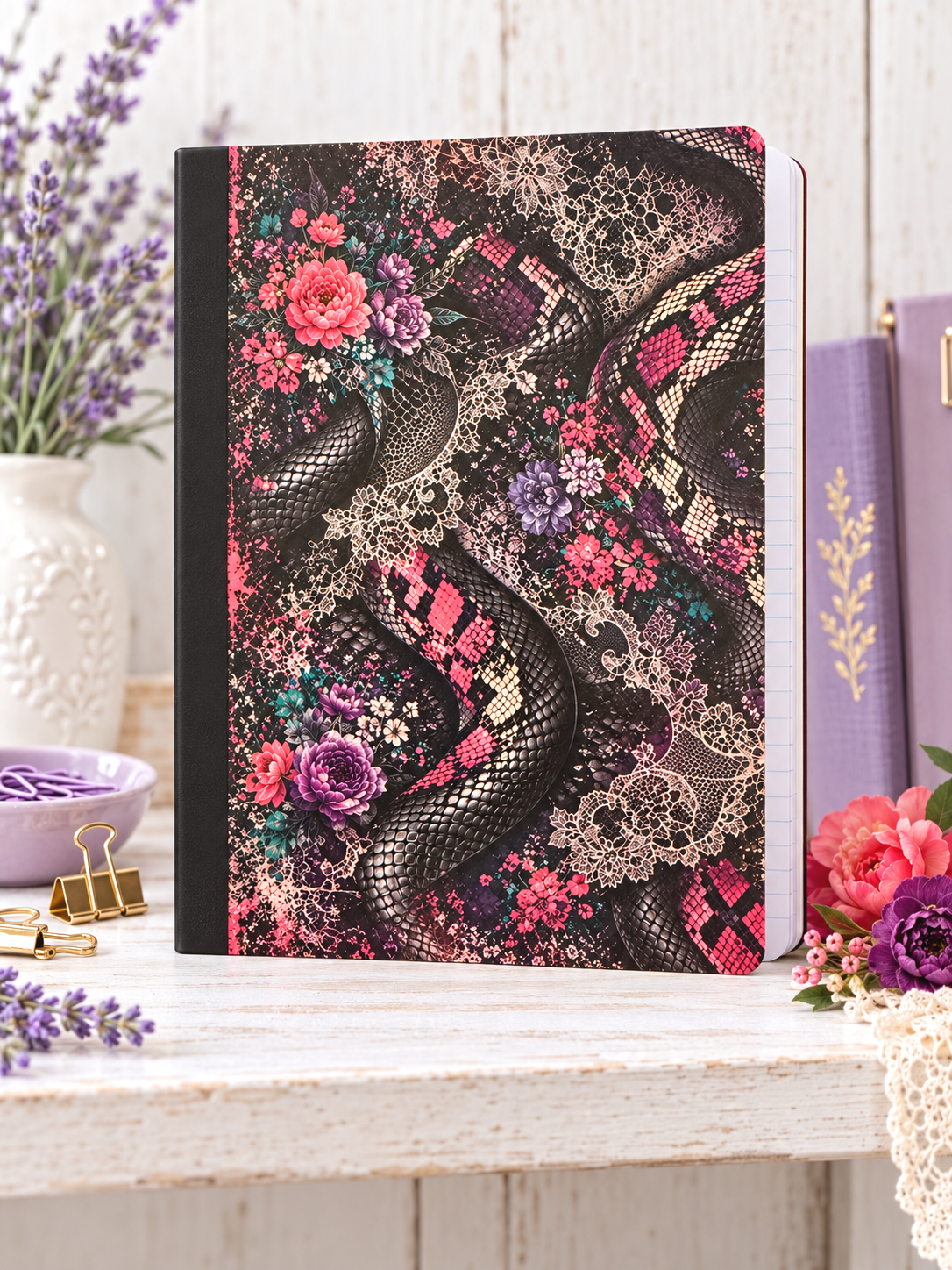 Decorative Vinyl Covered Composition Notebook Snake Skin