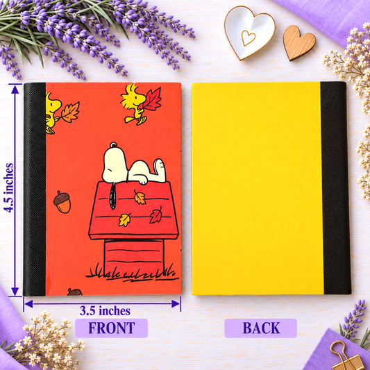 Decorative Vinyl Covered MINIATURE Composition Notebook Autumn Snoopy