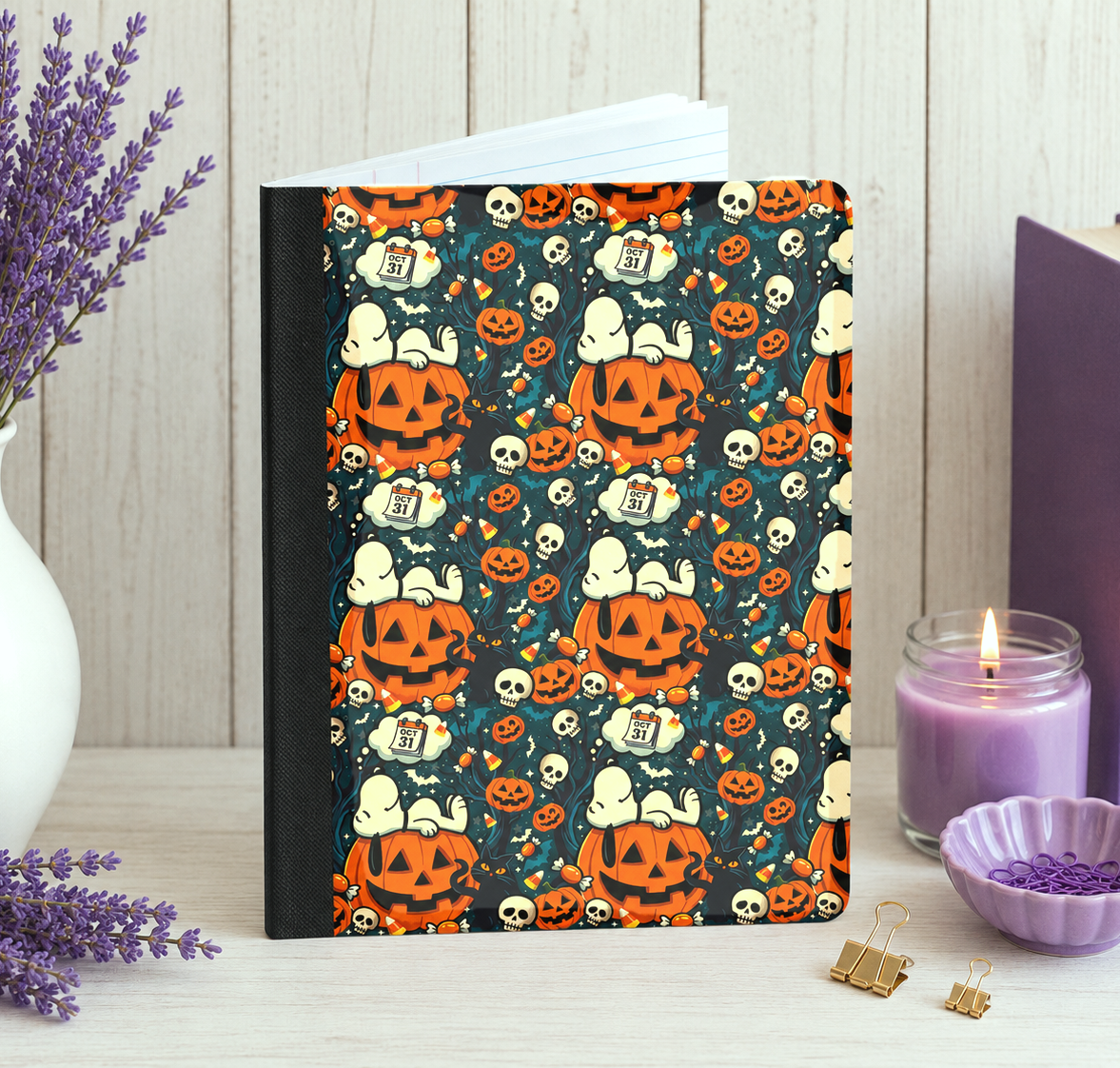 Decorative Vinyl Covered Composition Notebook Snoopy Halloween