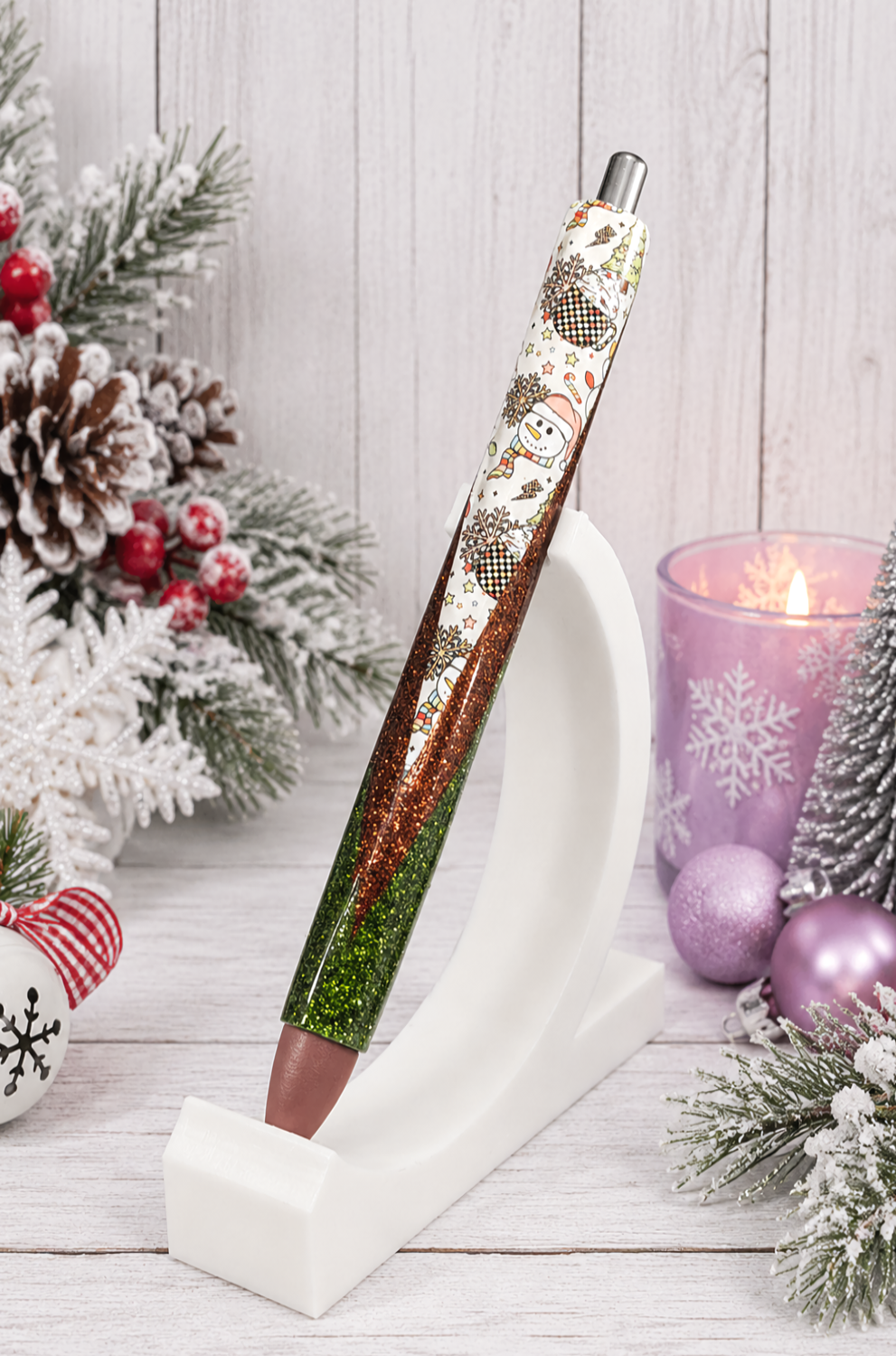Handmade Snow People Pen  glitter pen with free refill 1