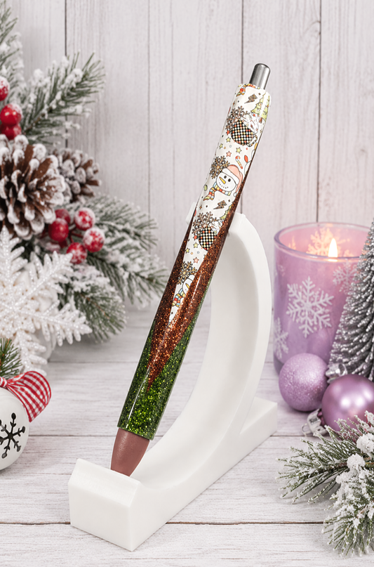 Handmade Snow People Pen  glitter pen with free refill 1