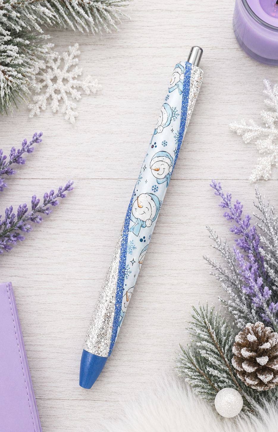 Handmade Snow People Pen  glitter pen with free refill 10