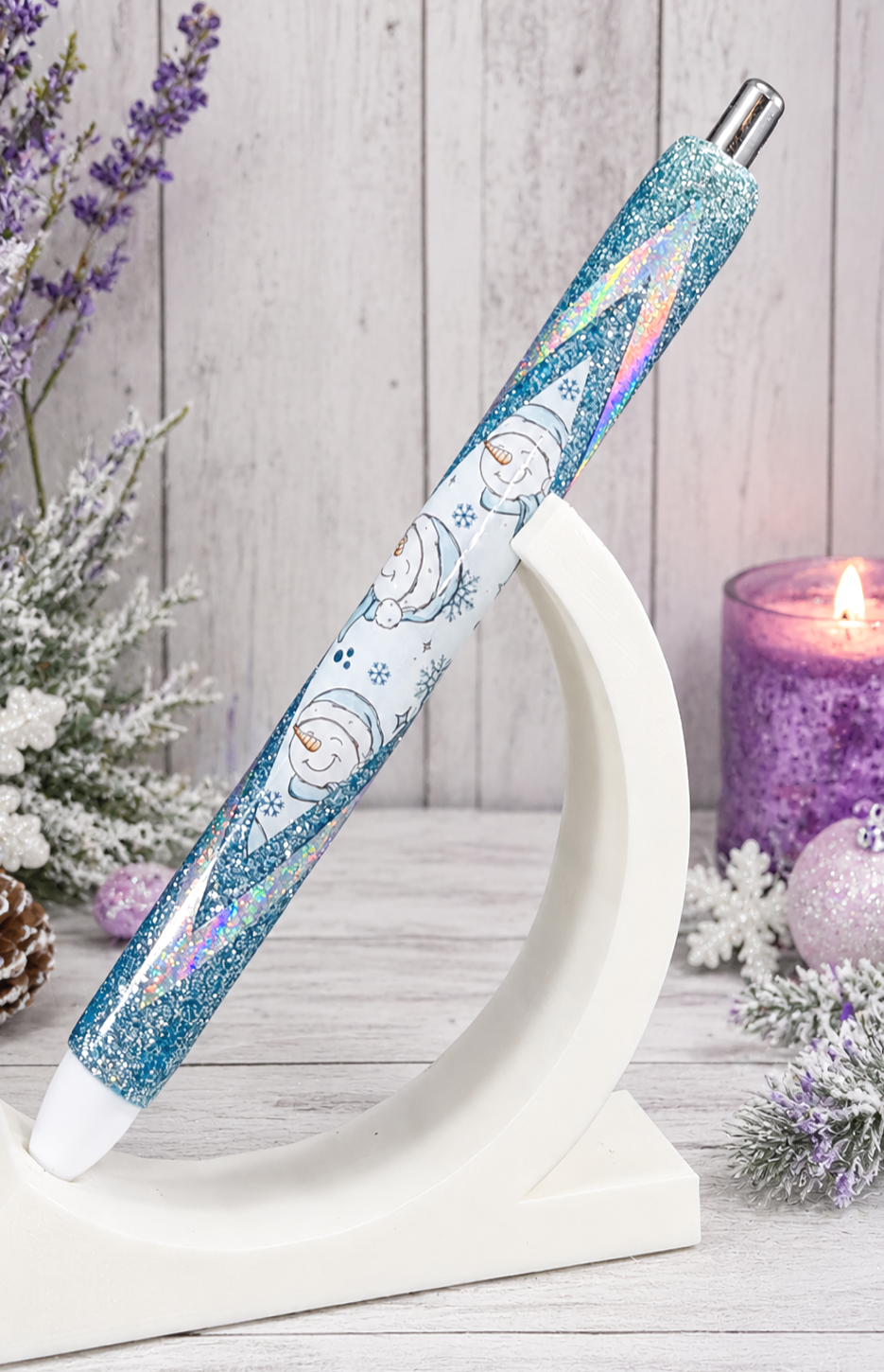 Handmade Snow People Pen  glitter pen with free refill 12