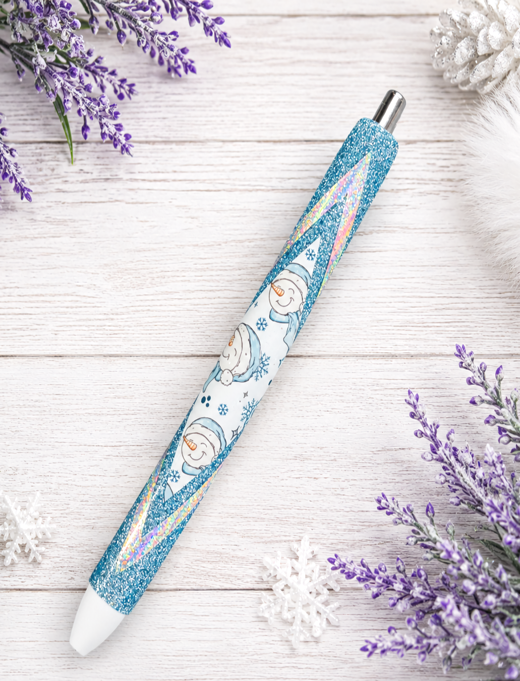 Handmade Snow People Pen  glitter pen with free refill 12