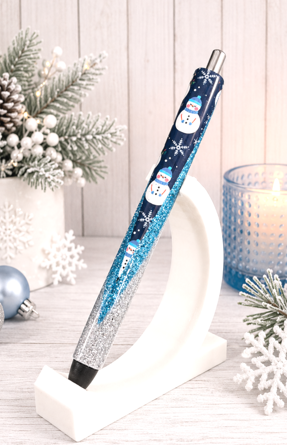 Handmade Snow People Pen  glitter pen with free refill 13