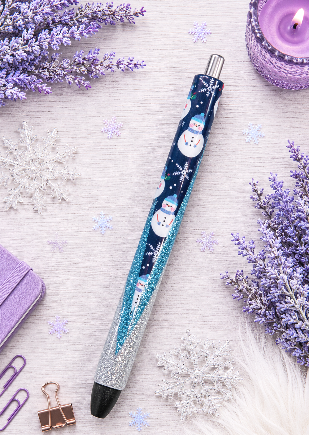 Handmade Snow People Pen  glitter pen with free refill 13