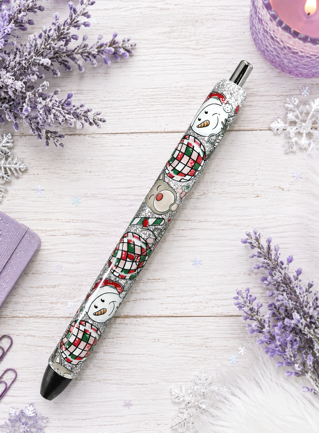 Handmade Snow People Pen  glitter pen with free refill 15