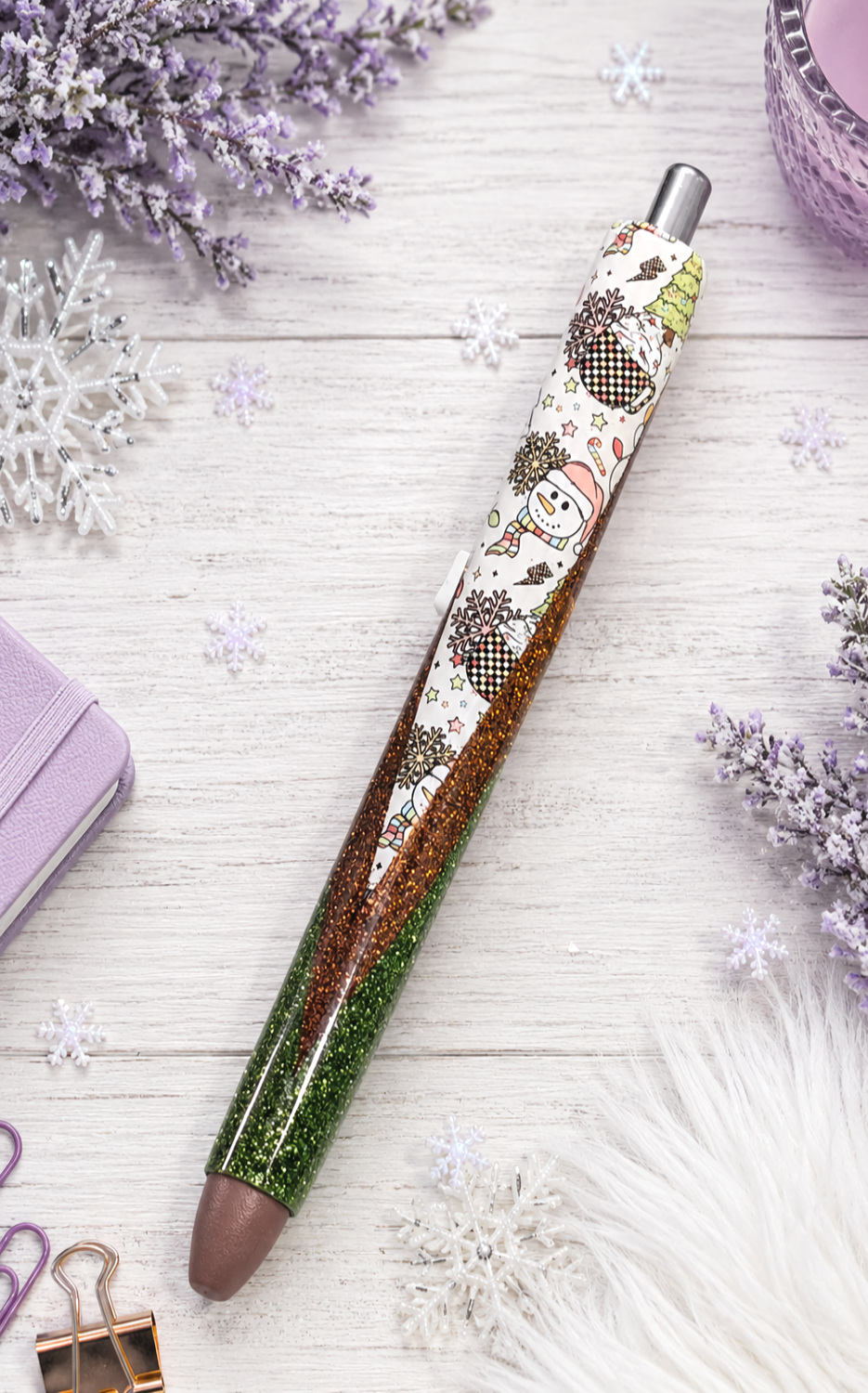 Handmade Snow People Pen  glitter pen with free refill 1