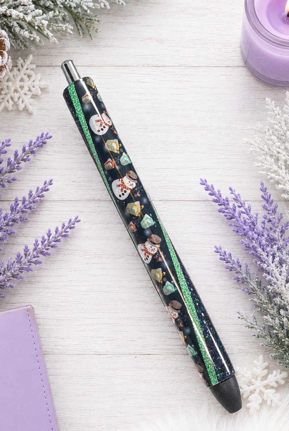 Handmade Snow People Pen  glitter pen with free refill 2