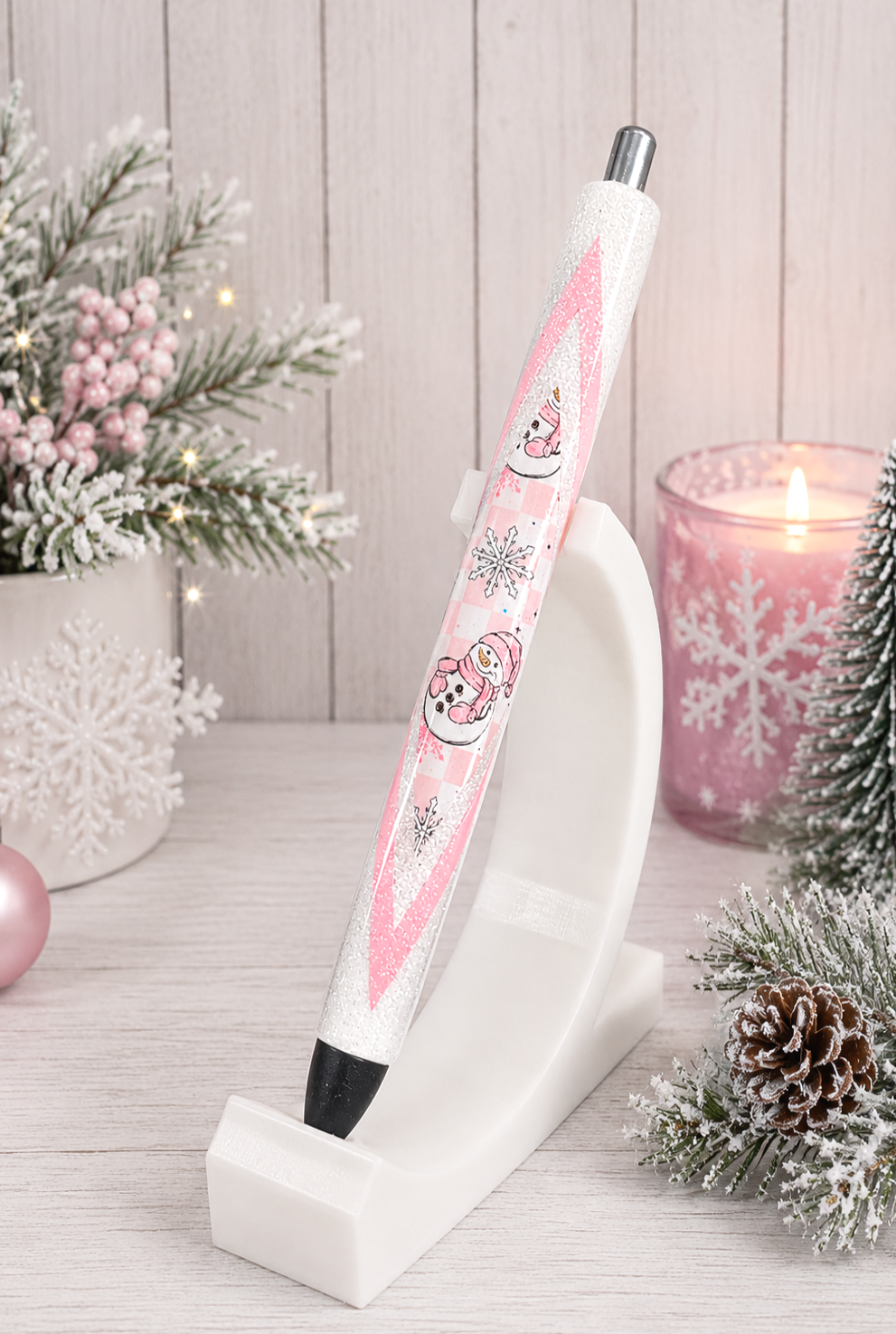 Handmade Snow People Pen  glitter pen with free refill 3