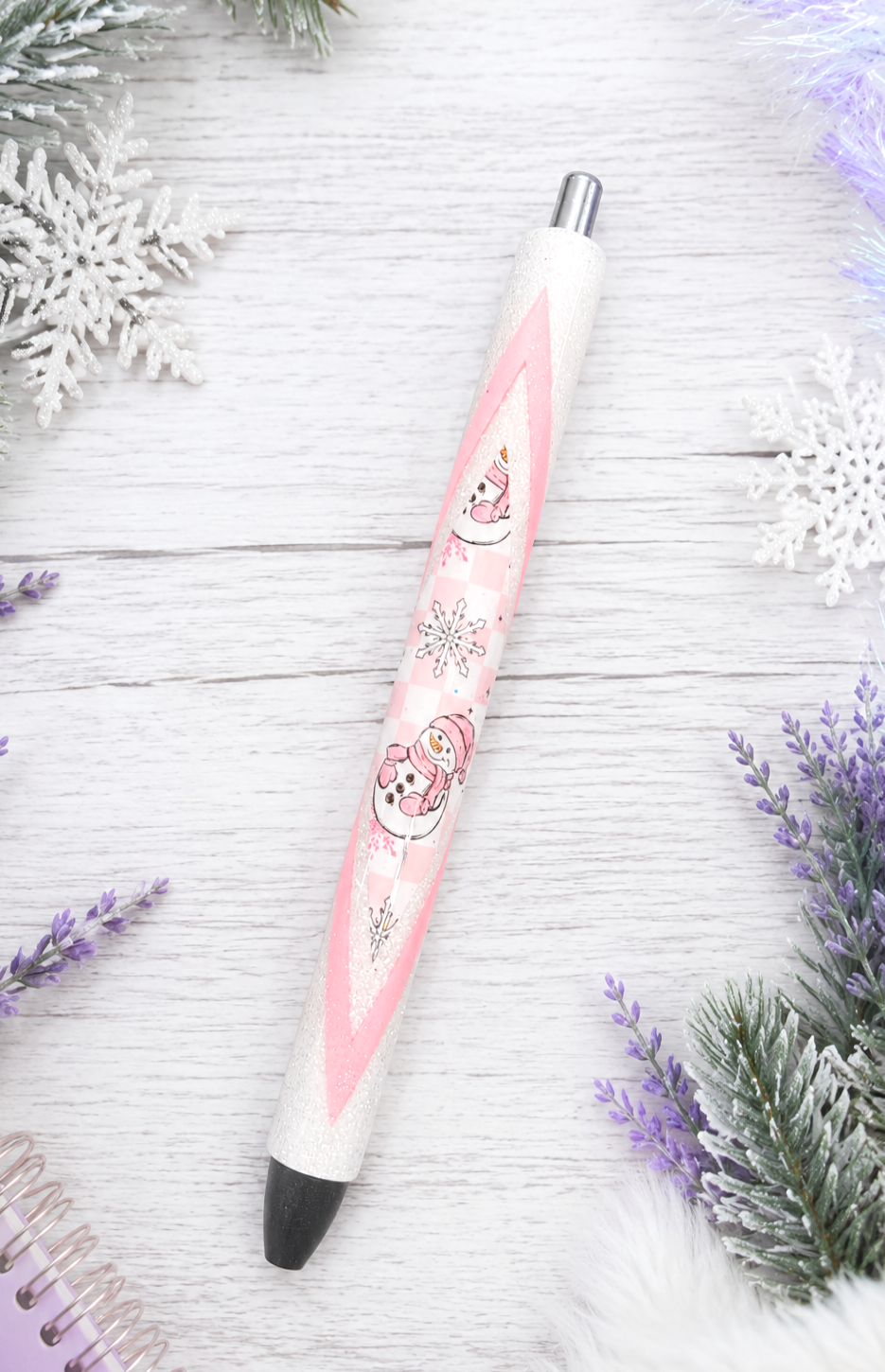 Handmade Snow People Pen  glitter pen with free refill 3