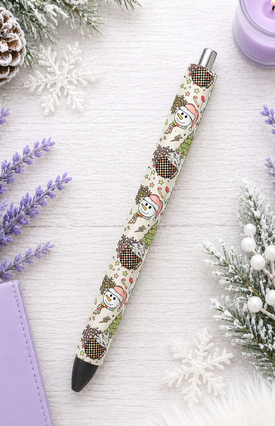 Handmade Snow People Pen  glitter pen with free refill 4