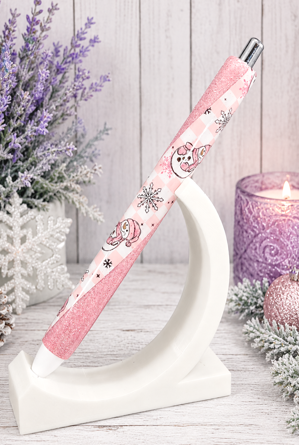 Handmade Snow People Pen  glitter pen with free refill 5
