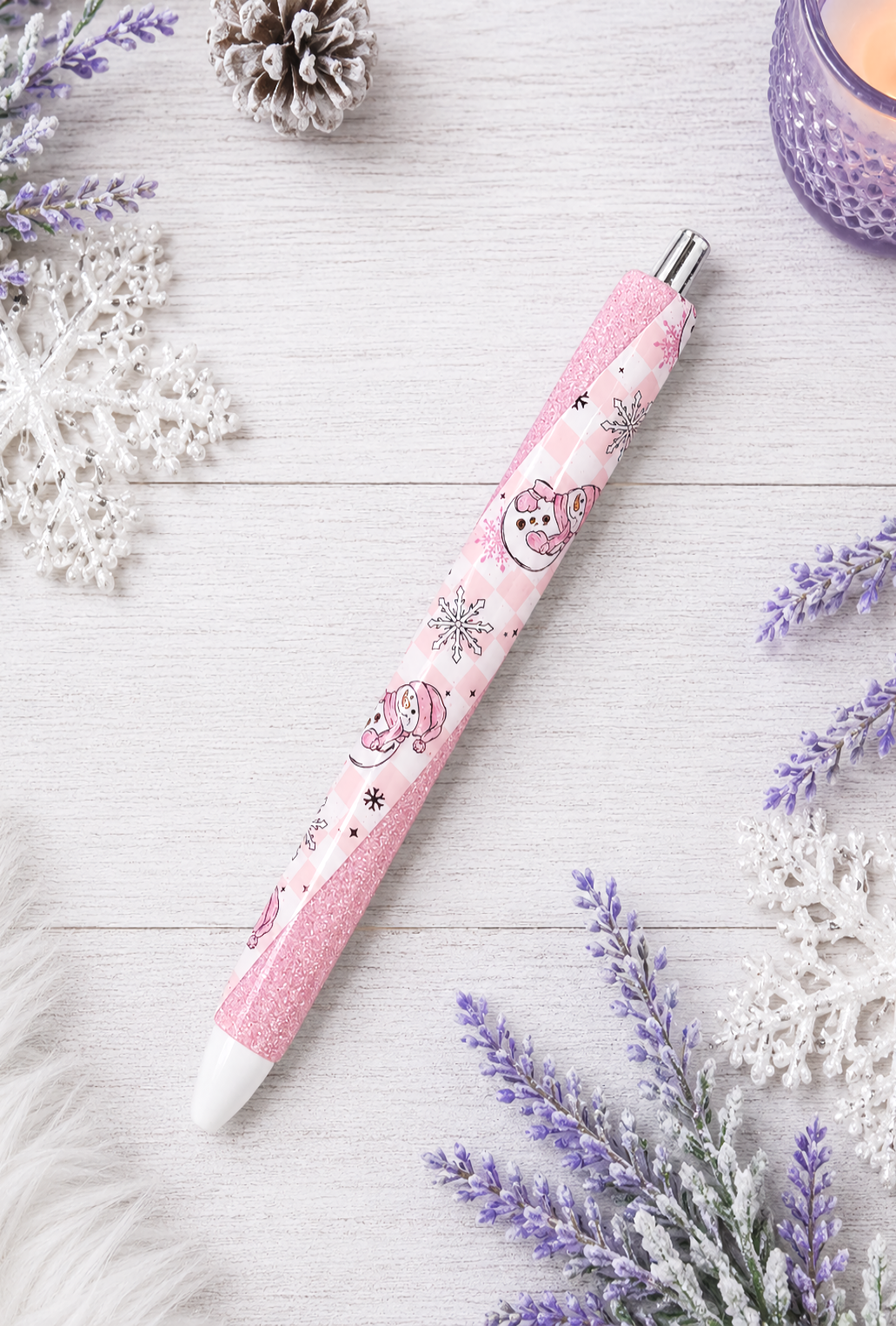 Handmade Snow People Pen  glitter pen with free refill 5