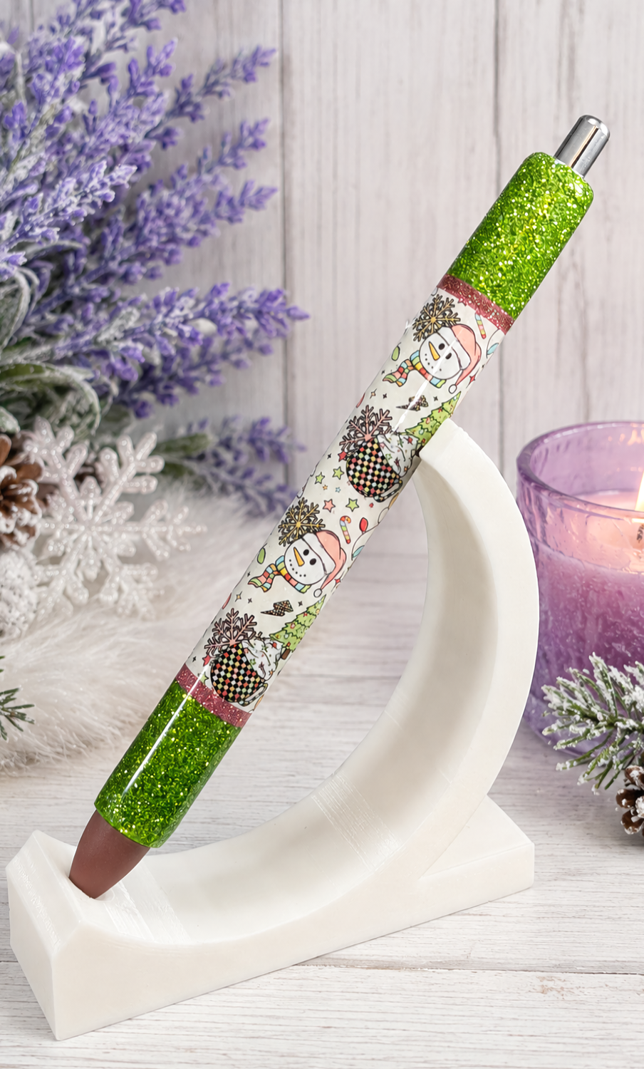 Handmade Snow People Pen  glitter pen with free refill 7