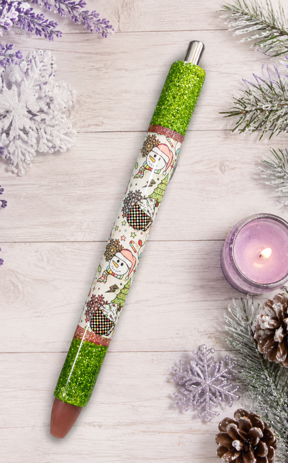 Handmade Snow People Pen  glitter pen with free refill 7