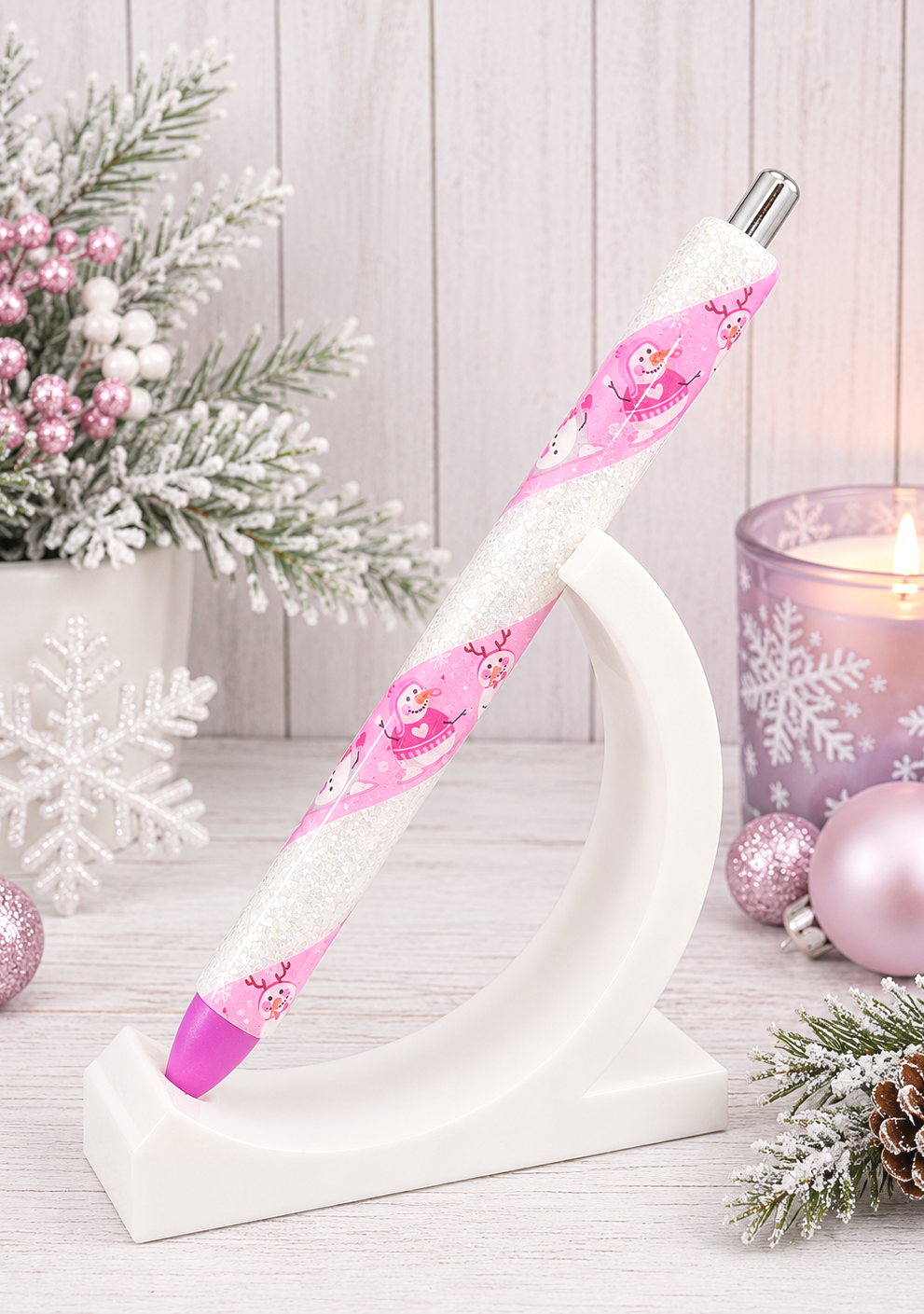 Handmade Snow People Pen  glitter pen with free refill 8