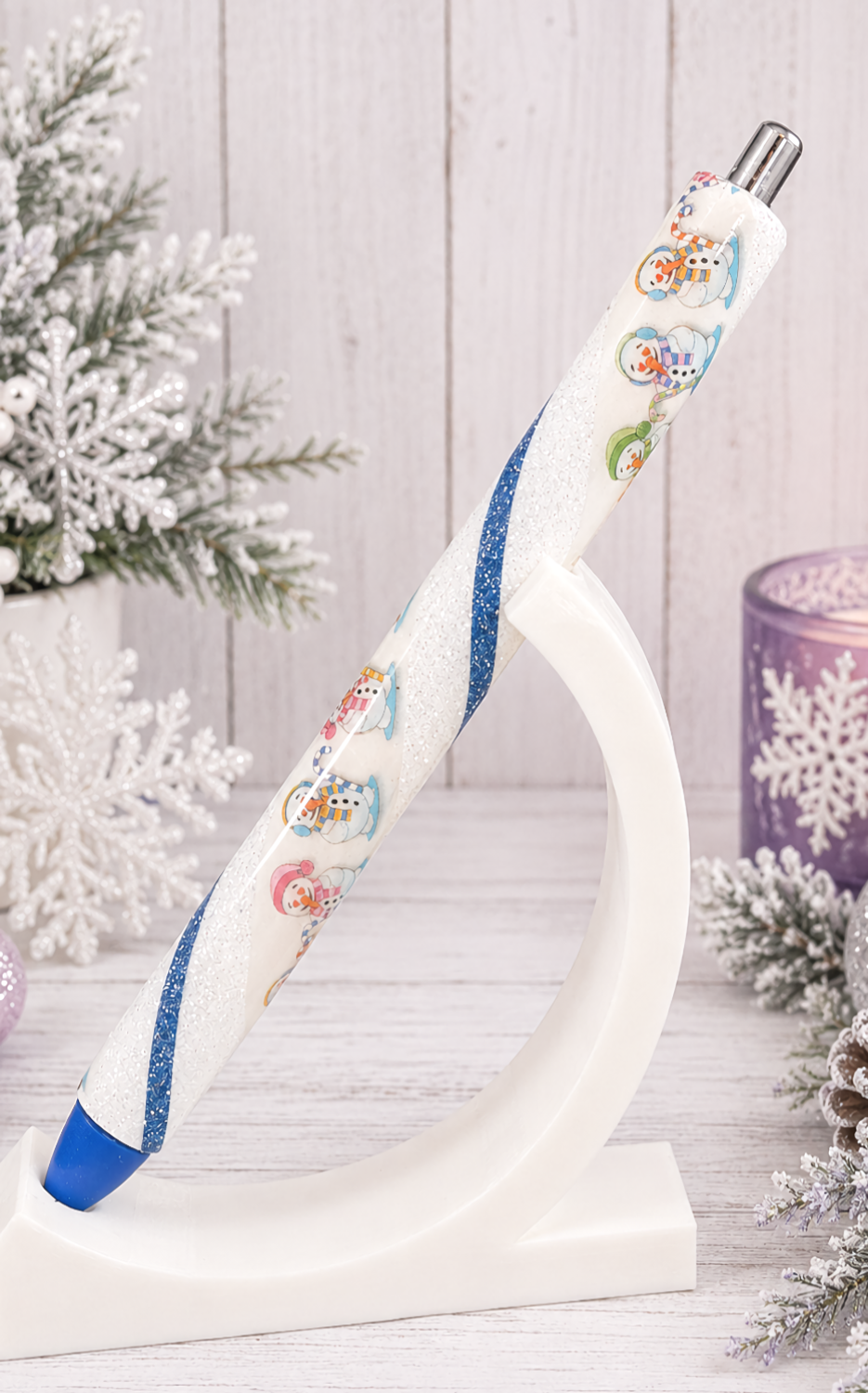 Handmade Snow People Pen  glitter pen with free refill 9