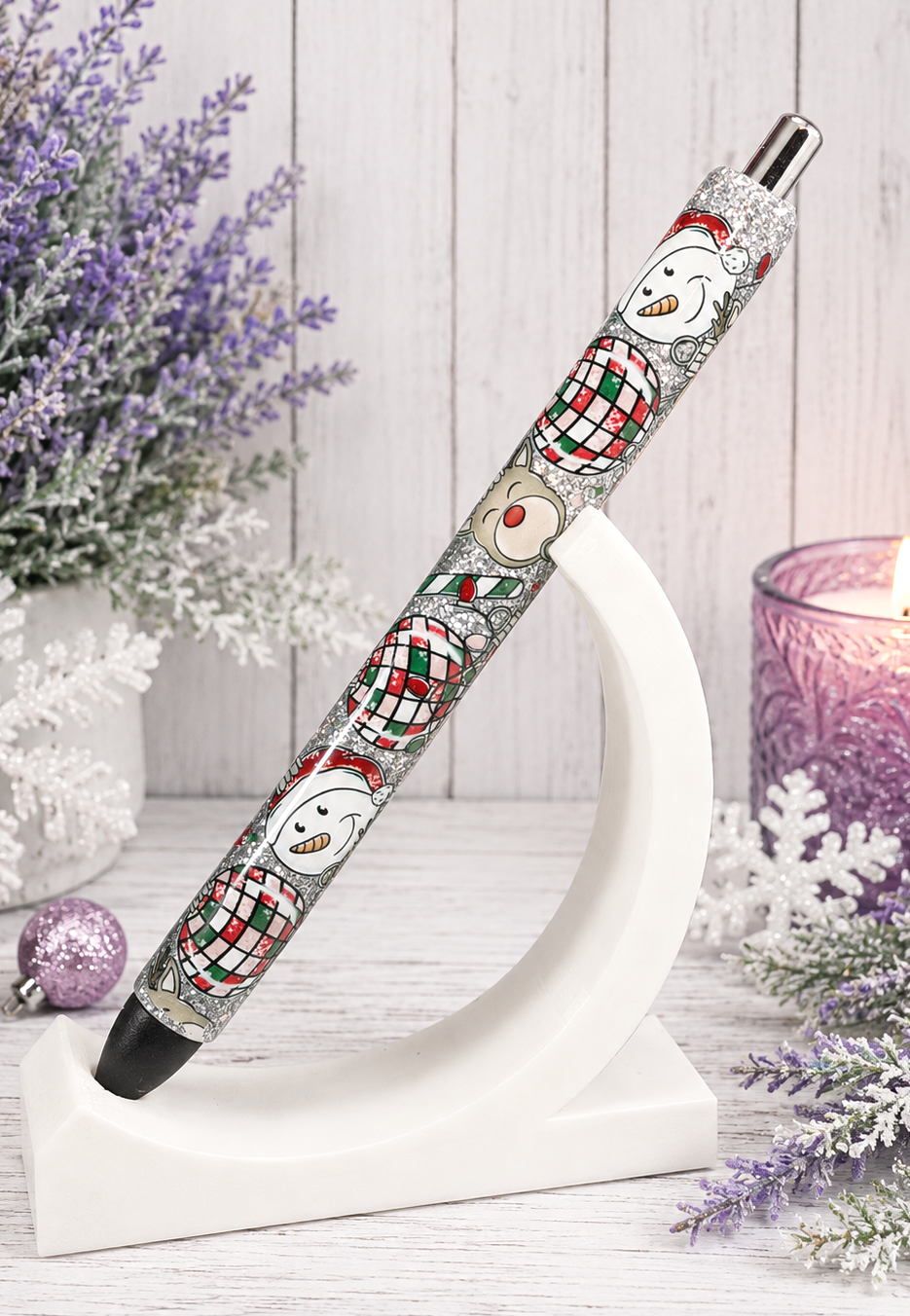 Handmade Snow People Pen  glitter pen with free refill 15