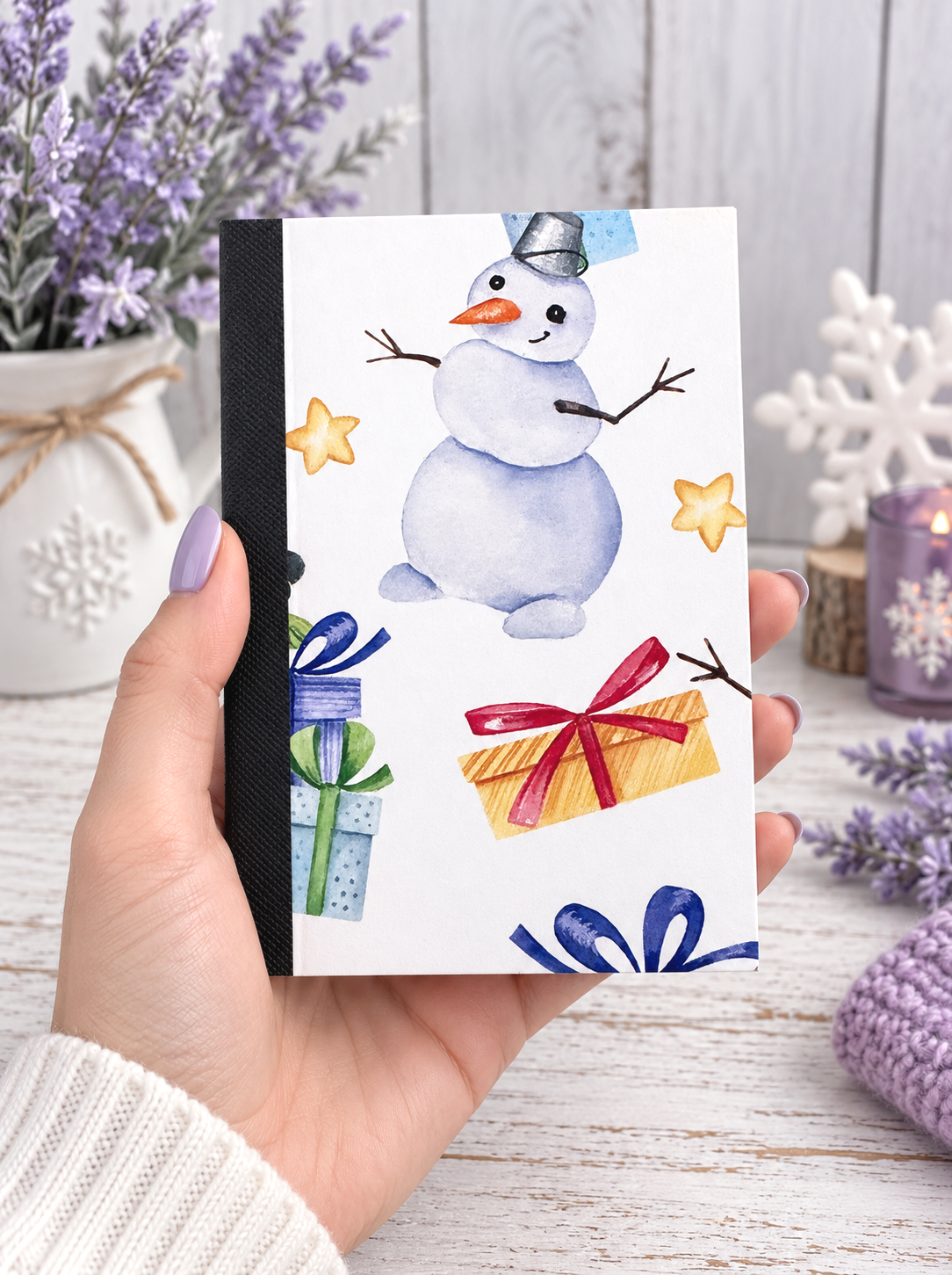 Decorative Vinyl Covered MINIATURE Composition Notebook Snowman