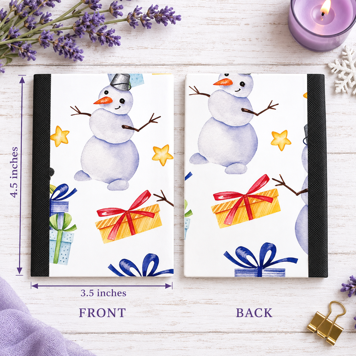 Decorative Vinyl Covered MINIATURE Composition Notebook Snowman