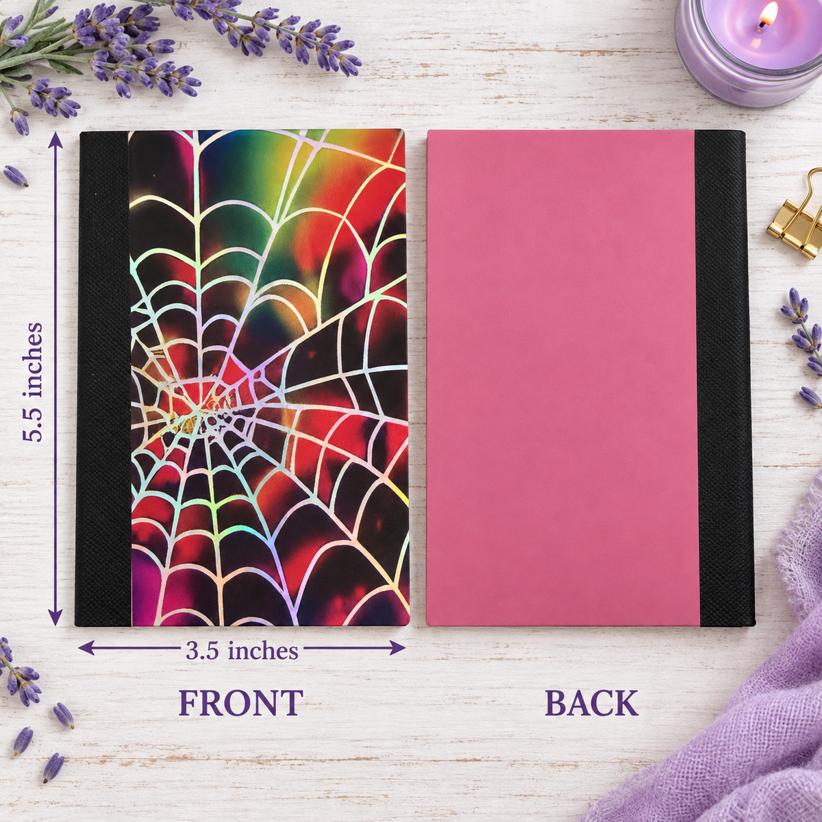 Decorative Vinyl Covered MINIATURE Composition Notebook Spider Webs