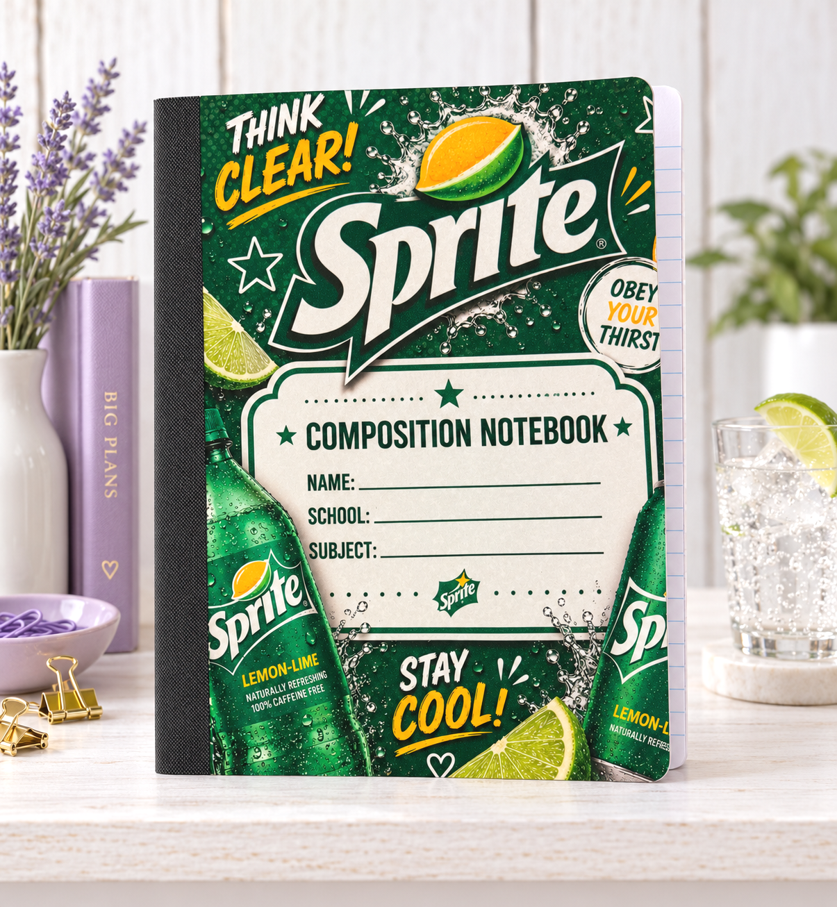 Decorative Vinyl Covered Composition Notebook Sprite