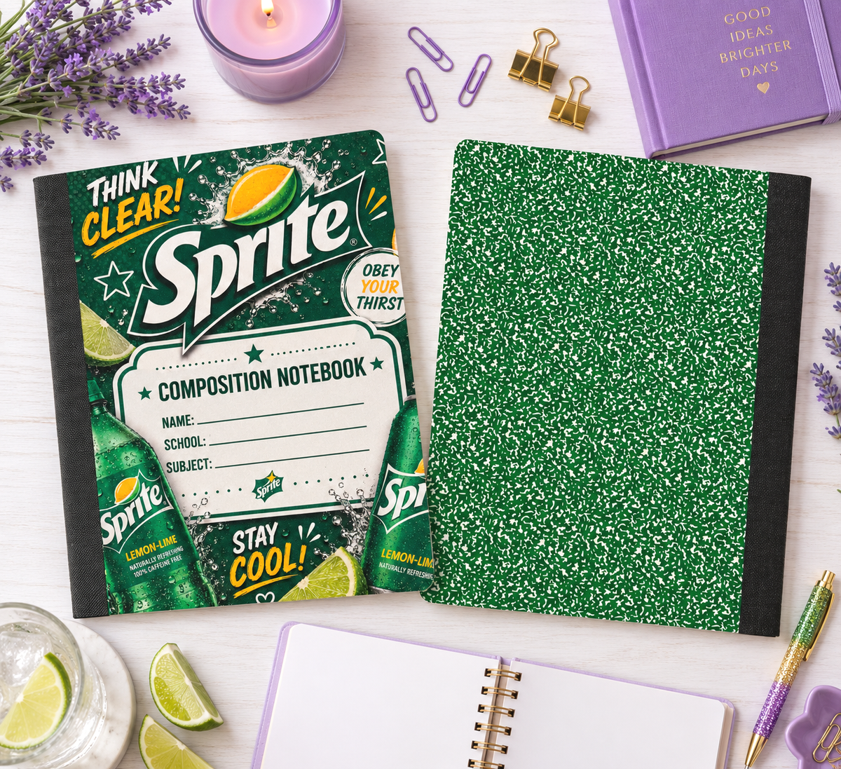Decorative Vinyl Covered Composition Notebook Sprite