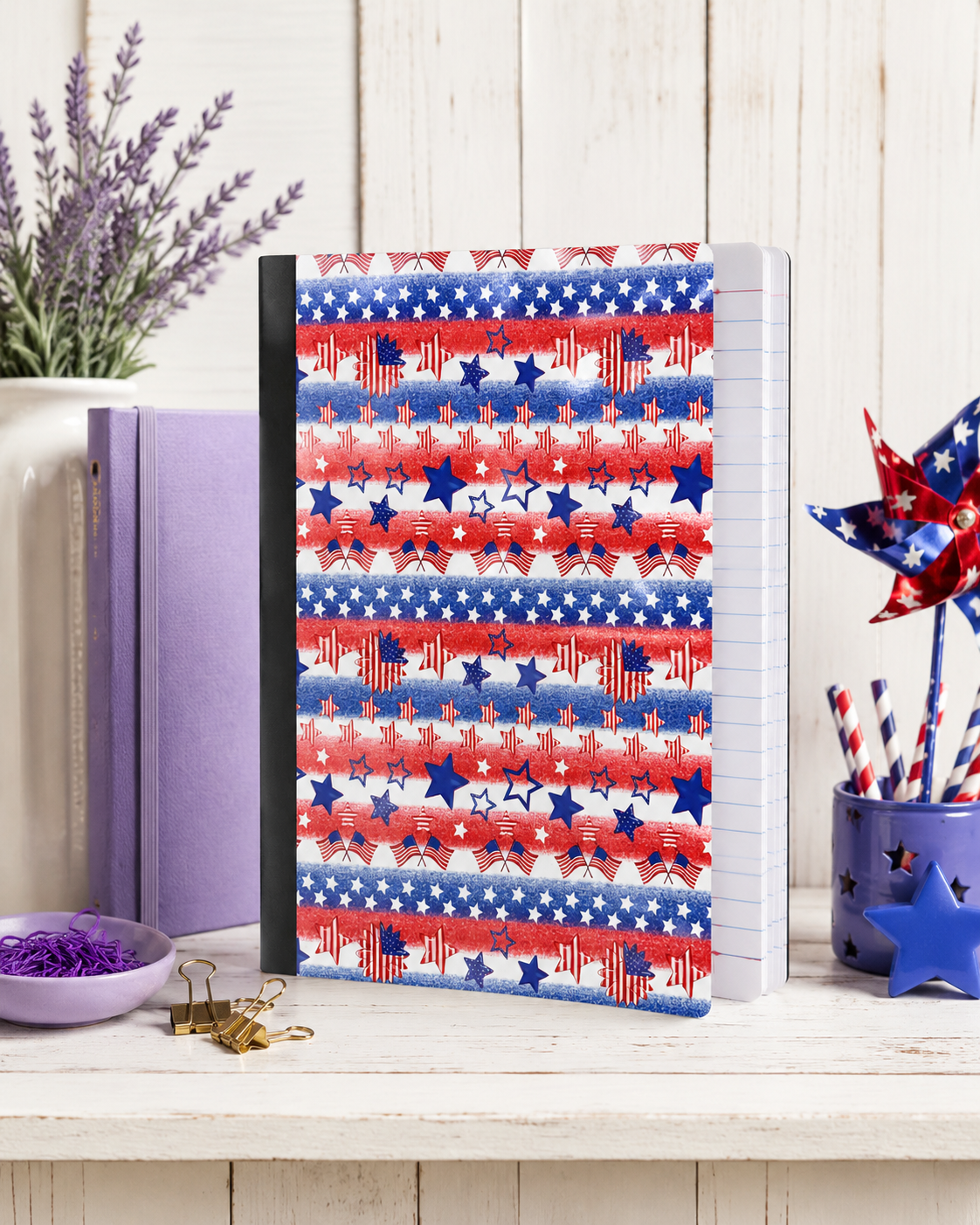 Decorative Vinyl Covered Composition Notebook Stars and Stripes