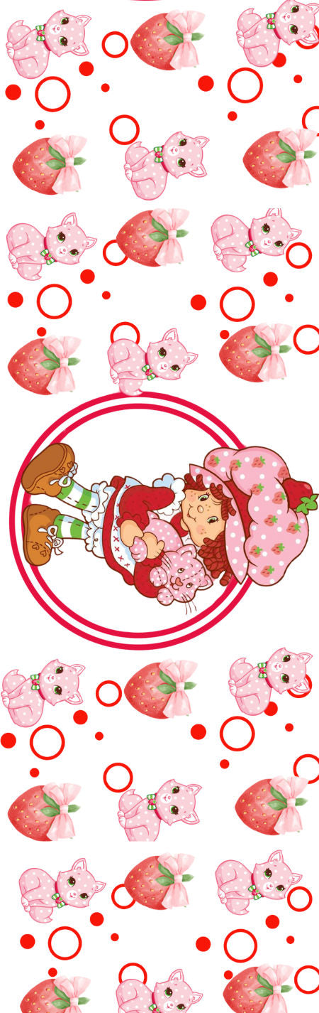 Handmade Strawberry Shortcake on green glitter pen with free refill