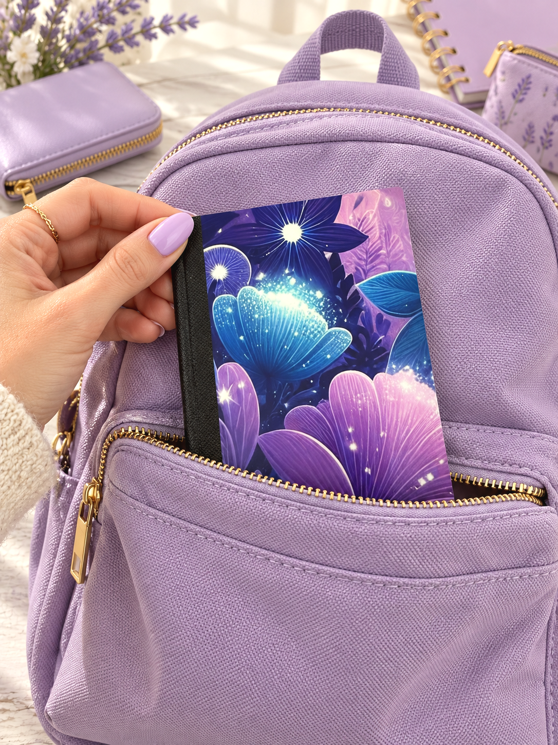 Decorative Vinyl Covered MINIATURE Composition Notebook Mystical Flowers
