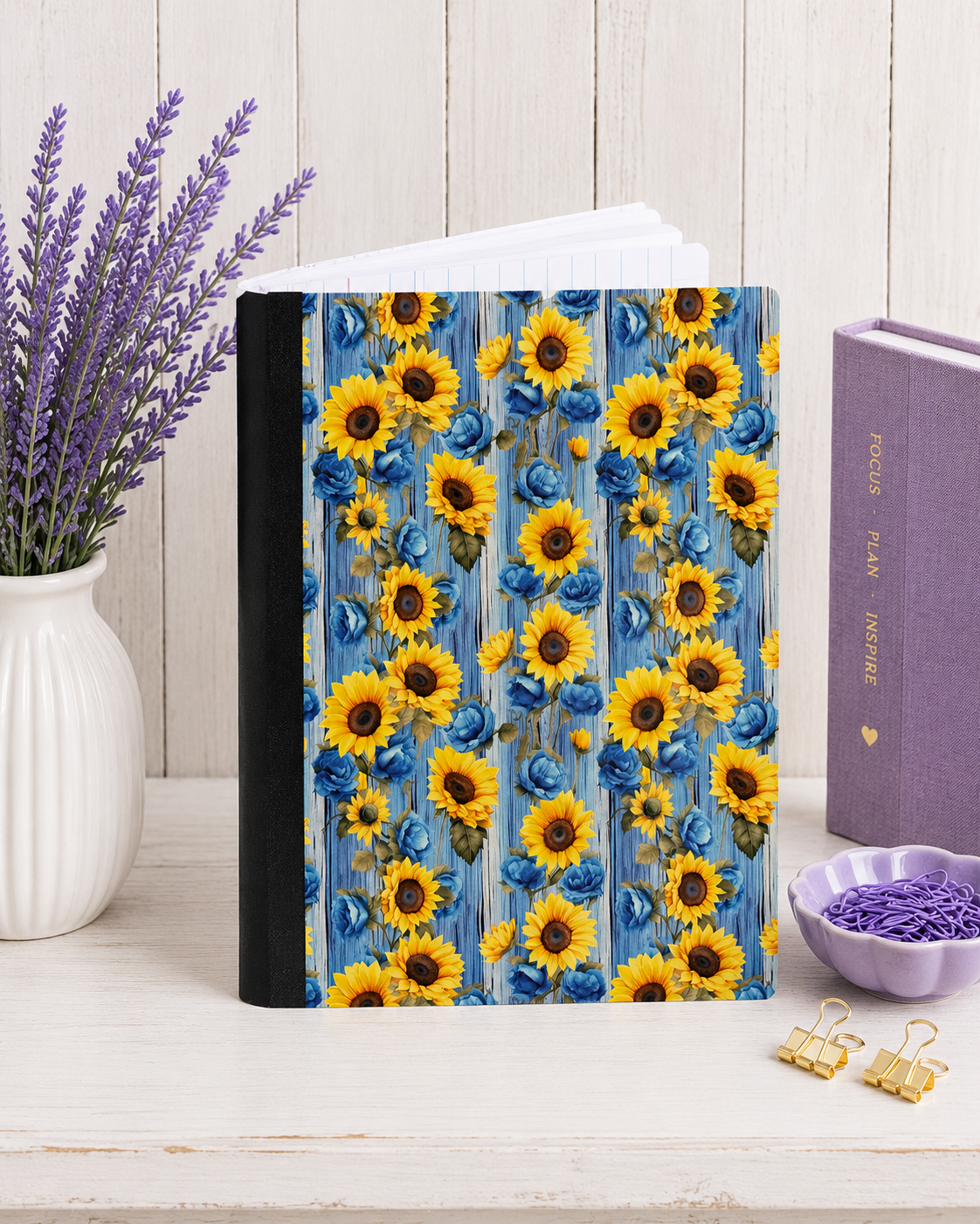 Decorative Vinyl Covered Composition Notebook Sunflowers 3