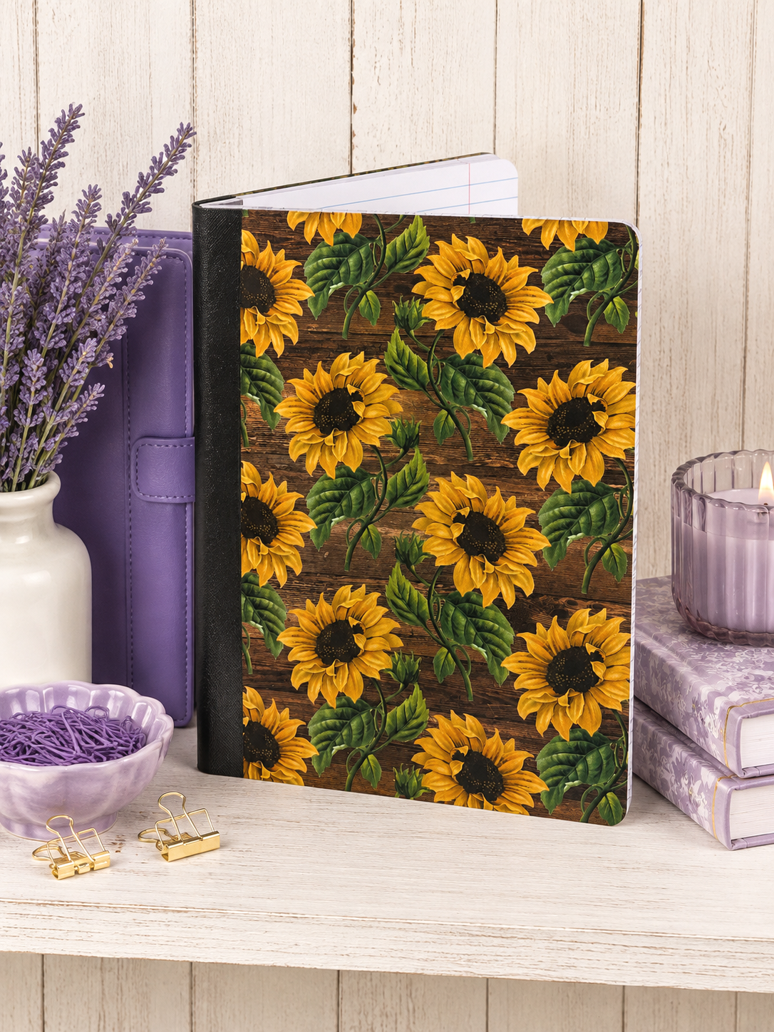 Decorative Vinyl Covered Composition Notebook Large Sunflowers