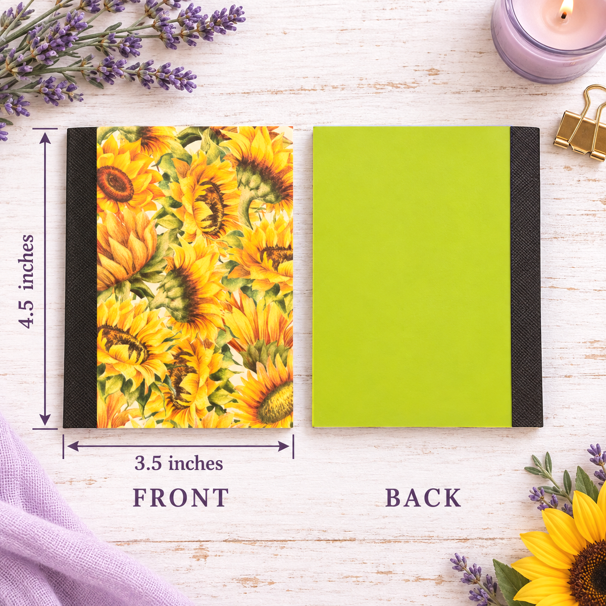 Decorative Vinyl Covered MINIATURE Composition Notebook Sunflowers C