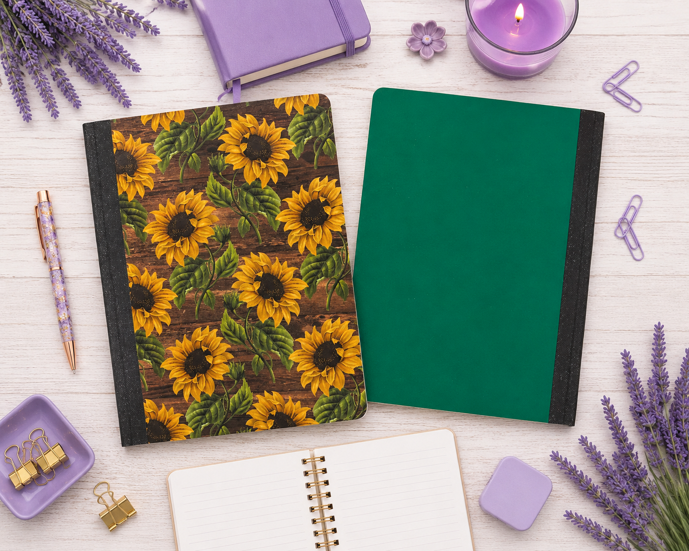 Decorative Vinyl Covered Composition Notebook Large Sunflowers