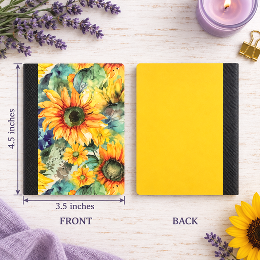 Decorative Vinyl Covered MINIATURE Composition Notebook Vintage Sunflowers