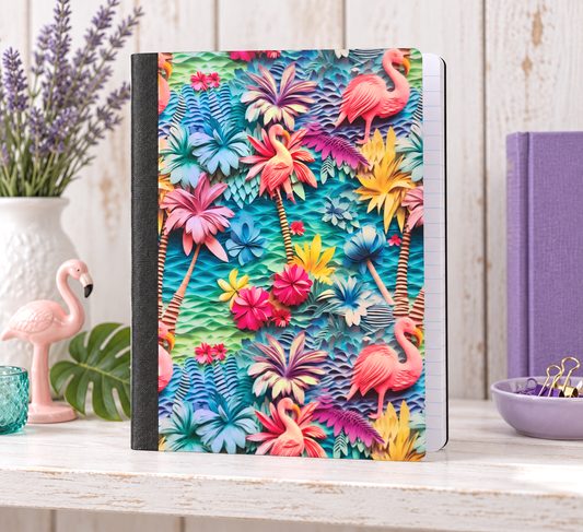 Decorative Vinyl Covered Composition Notebook  Beach and Swans Metallic