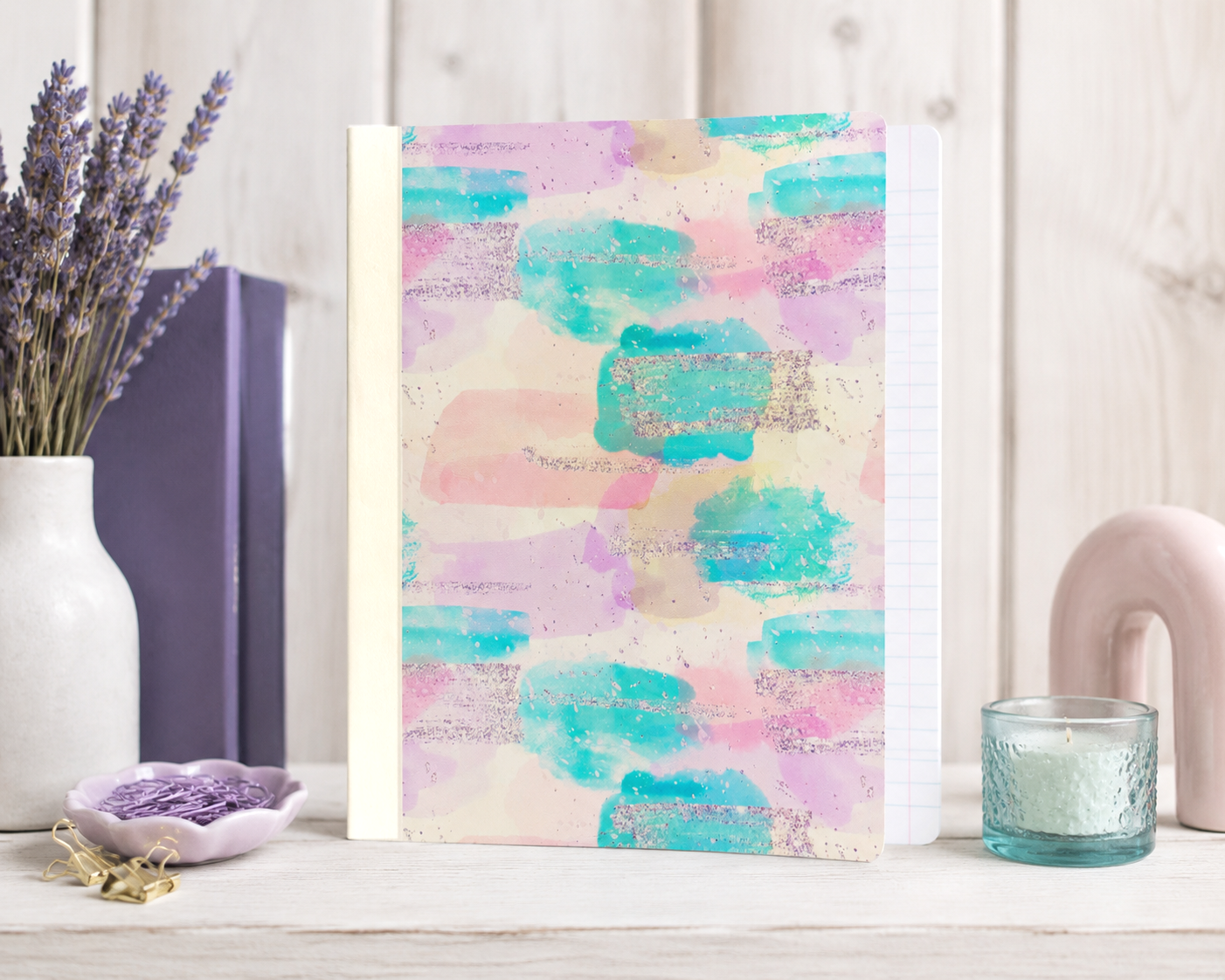 Decorative Vinyl Covered Composition Notebook Pastel Swatches