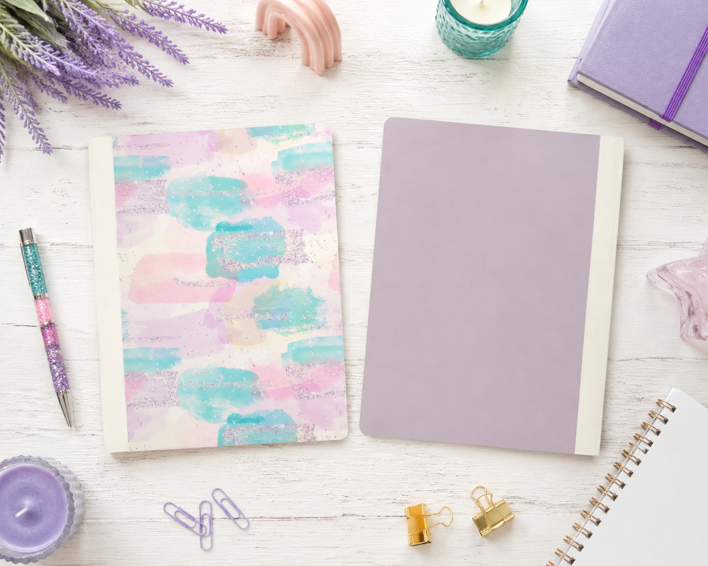 Decorative Vinyl Covered Composition Notebook Pastel Swatches