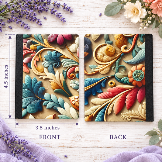 Decorative Vinyl Covered MINIATURE Composition Notebook Botanical Swirls