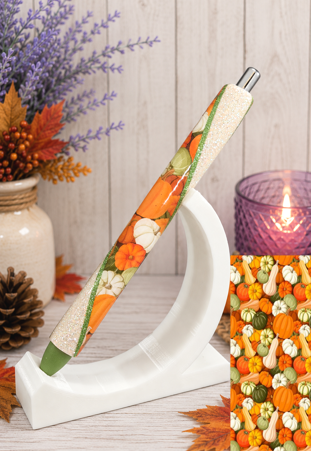 Handmade Autumn Pumpkins and Gourds glitter pen with free refill 2